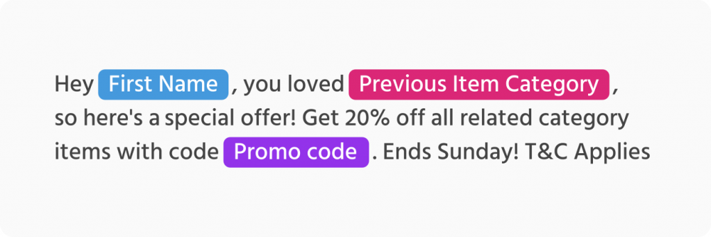 Personalised SMS Messaging Campaign example on the Mocean dashboard in Indonesia, customised with customer names, purchase history, and promo codes.